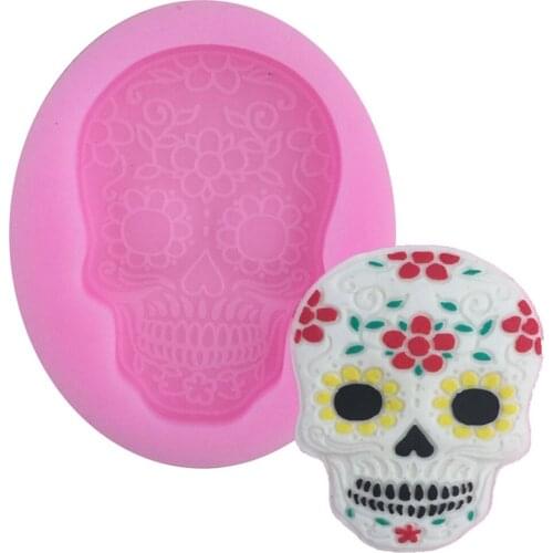 Skull Mould Halloween Fondant Cake Chocolate Decoration Silicone Molds Cupcake Baking Tools Handmade Soap Fondant Mold