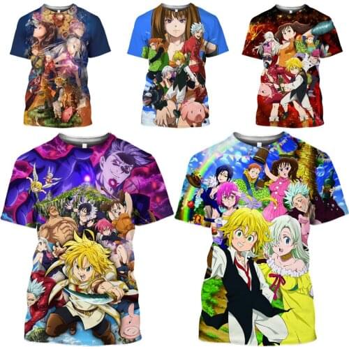 HOXIXIB Summer Short Sleeve Tees 3D Anime Tshirt Men Women Beach Tops Camping Fashion Print Comics The Seven Deadly Sins T Shirt