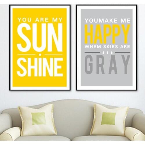You Are My Sunshine Quotes Poster Art Canvas Painting Modern Home Decor Wall Pictures For Living Room Bedroom