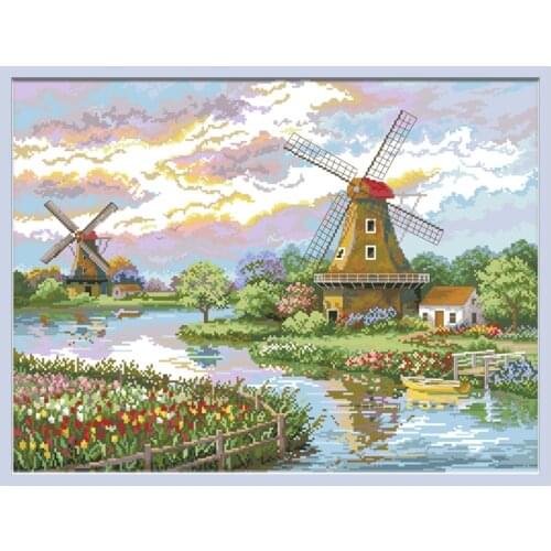 Beautiful Riverside Cross Stitch Embroidery Patterns Kits Printed Fabric 11CT 14CT DIY Craft Set Needlework Home Decor Paintings