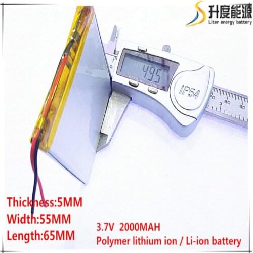10pcs [SD] 3.7V,2000mAH,[505565] Polymer lithium ion / Li-ion battery for TOY,POWER BANK,GPS,mp3,mp4,cell phone,speaker