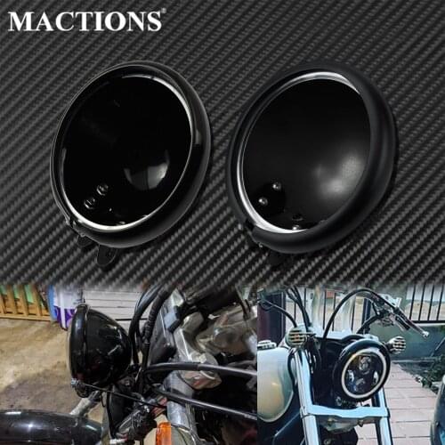 Motorcycle 5.75" LED Headlight Light Bulb Bucket Housing Bright Black/Matte Black For Harley Touring Road Glide Sportster Dyna