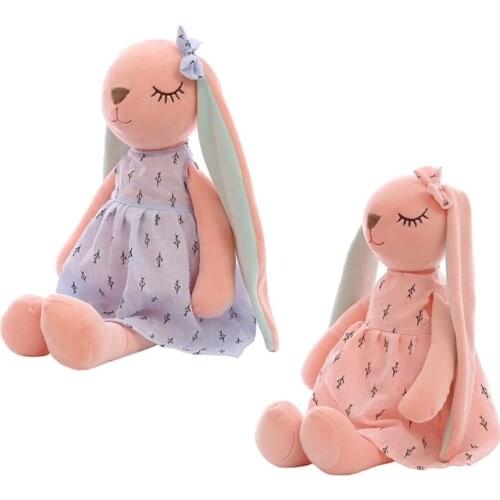 14in Stuffed Rabbit Easter Bunny Soft Plush Toy Room Decoration Emotion Appease for Baby Girls Office Ornament Car Decor