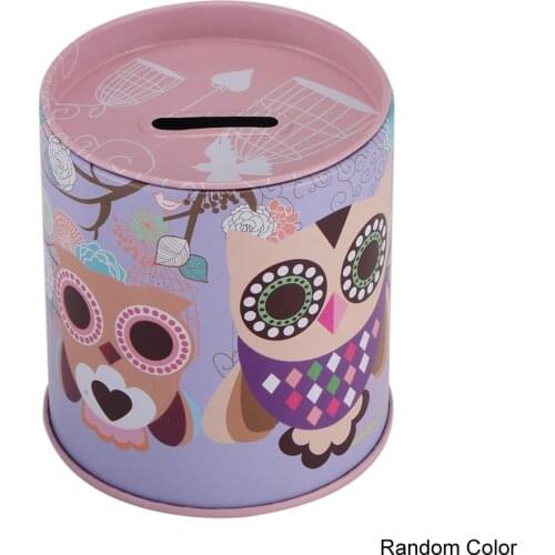2019 New Owl Piggy Bank Tinplate Money Tin Saving Box Case Storage Gift Container 2020