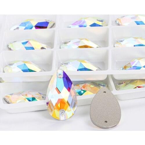 New Design Clothes Decoration Rhinestones AB Color Flatback Sew On Stones Round Glass Crystals Wedding Dress DIY Accessories