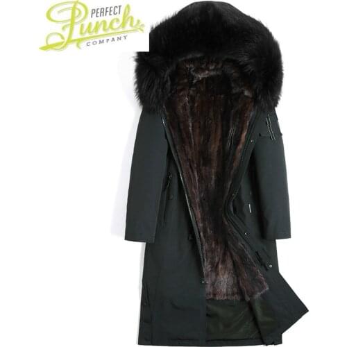 Liner Parka Real Natural Raccoon Collar Mink Fur Coat Winter Jacket Men Plus Size 5628 YY728