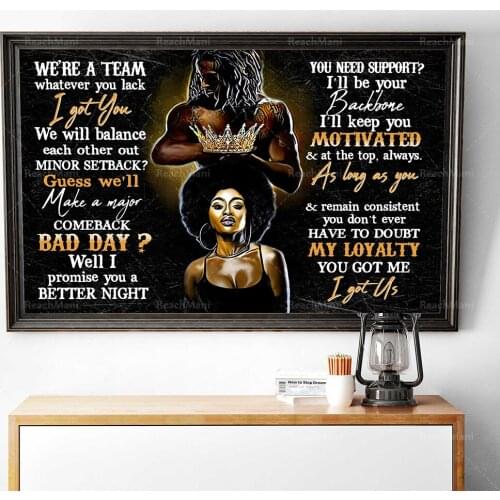 Personalized black couple poster, we are team poster, black king and black queen wall decoration unique gift, couple poster prin