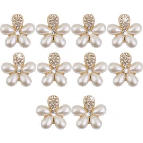Phenovo Flower Faux Pearl Rhinestone Buttons Fit Sewing & Scrapbooking 10Pcs