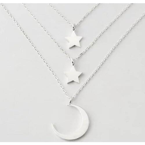 Gift for girl fashion star moon pendant Necklace hot saling cooper high quality pendant necklace N2046