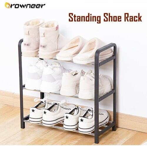 Standing Shoe Rack Plastic Steel Pipe Shoes Storage Shelf Multi Layer Black Silver Living Room Organizer Maximum Visibility