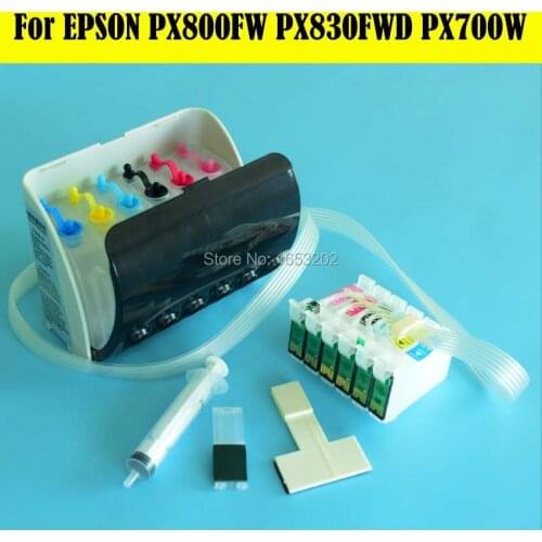 6 Color/Set T0801 Continuous Ink Supply System For Epson PX700W PX800FW PX830FWD Ciss With Show Ink Leve ARC Chip