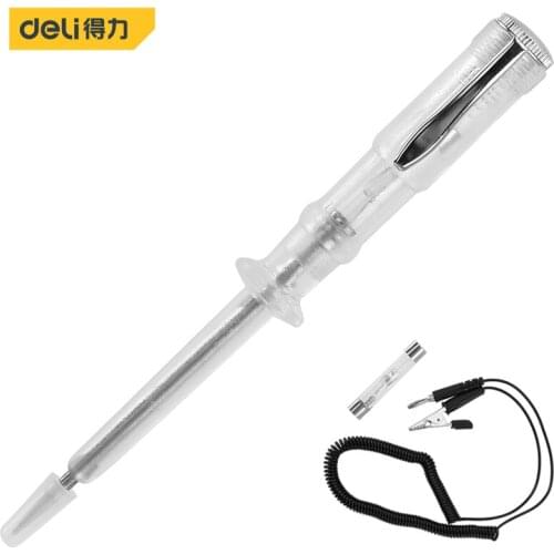 Deli DL8007 Test Pencil Electrician Tools Sharpened Probe Tip Equipped With LED Tube And Pen Holder Measuring Range 6-12-24V