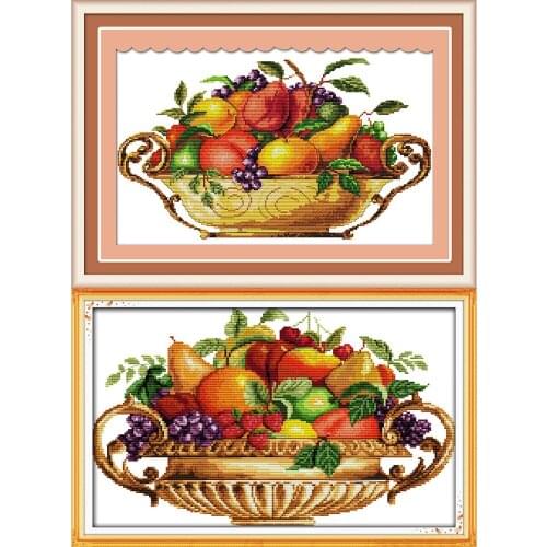 Everlasting Love Fruit Dish Chinese Cross Stitch Kits Ecological Cotton Fabric 11 CT DIY Christmas Decorations For Home New Gift