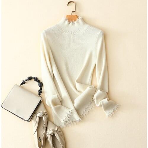 Spring autumn new style women half turtleneck sweater soft ladies elegant white pullover high quality 100% cashmere sweaters