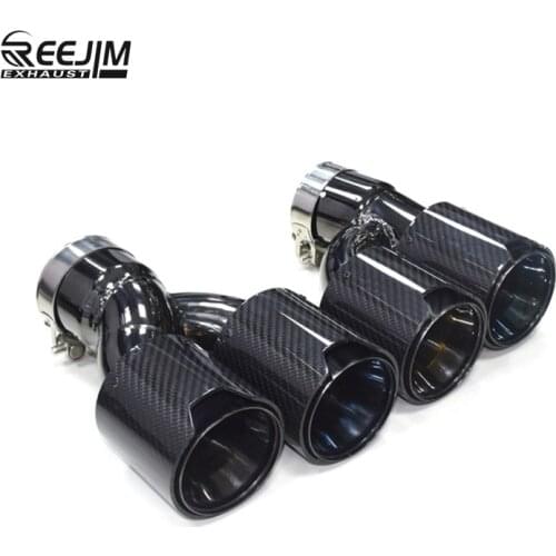 1 pair M logo carbon fiber modified car rear exhaust pipe muffler tip tailpipe for B M W 525 528 530 G30 G38 5 series in 2018