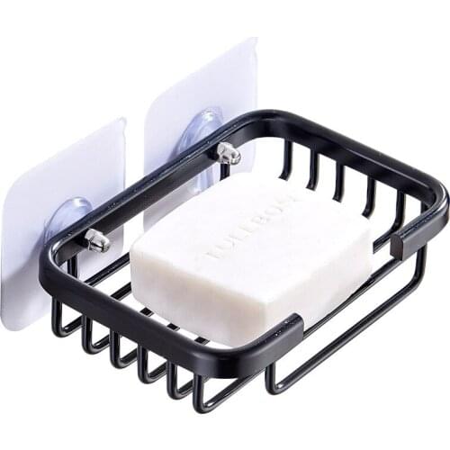 1 Piece Of Creative Free Drilling Soap Dish Rack Wall-mounted Storage Rack Space Aluminum Soap Box Bathroom Accessories