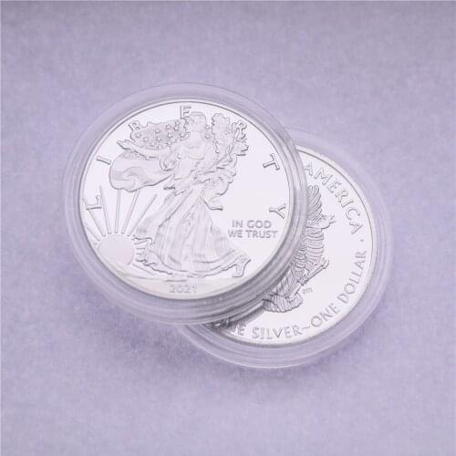 1 Oz 2021 American Eagle Sunshine Walking Liberty Silver Coin Silvering Brass Core Not Magnetic Collection Crafts