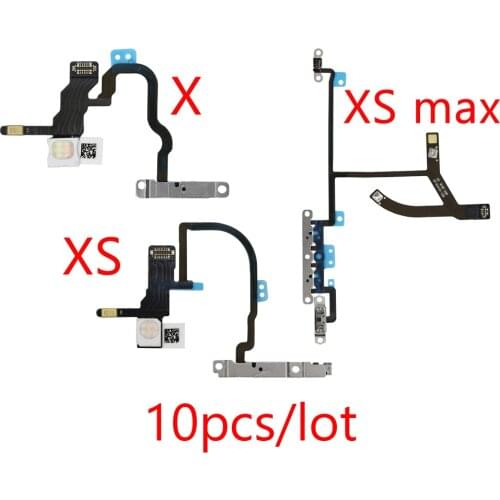 10pcs/lot Volume Flex Cable for iPhone X XS XR XSmax On Off Switch Control with Metal Bracket Replacement Parts