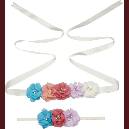 2021 New European and American Childrens Headband Suit Pregnant Women Photo Belt Photography Prop Bridal Dress Flower Belt