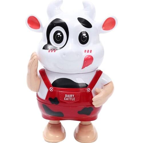 2021 Creative Electric Lighting Musical Dancing Cute Cow Children Toy for Birthday New Year Gift Ornaments