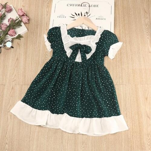 2021 summer new girl dress Korean style princess dresses toddler girl sweet childrens polka dot chiffon costume kids clothes
