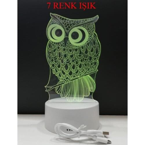 Owl 3D night light lamp Gift,love,family,friendship,celebration,fun,Joke, cute, Ships from Turkey
