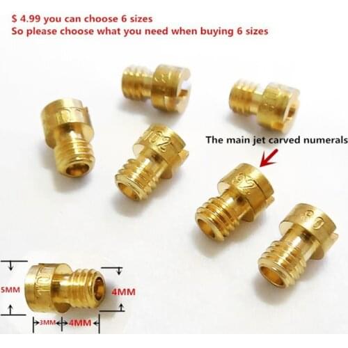 4MM whorl DIO Two stroke Motorcycle Keihin carburetor CVK24~26 GY6-50 ~ 80 PZ19 main injectors Nozzle (6 main jet price $ 4.99)