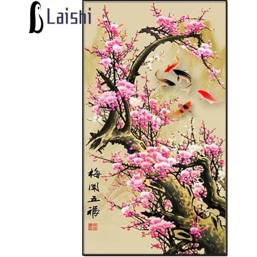 Diamond Painting Full Square drill New Vertical Plum Blossom Porch Crystal Sticky Diamond Embroidery Living Room Home Wall Decor