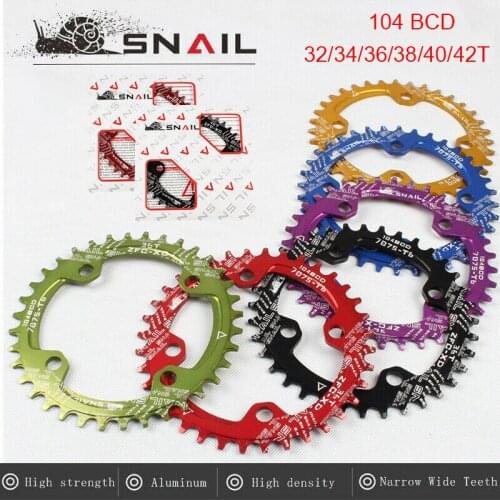 BDSNAIL MTB Bike Chainring 104 BCD Mountain Bike Chainring Narrow Wide Chainwheel Single Speed Road Bike Round 32T-42T