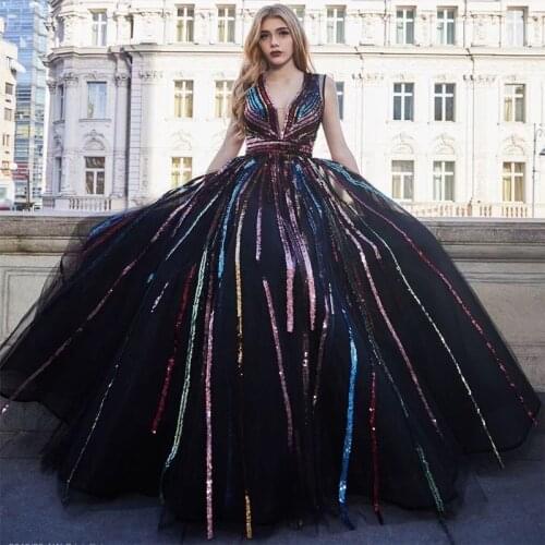 Free Shipping Wholesale Womens Dress Multicolour Sequins V-Neck Sexy luxurious Celebrity Cocktail Party Long Dress