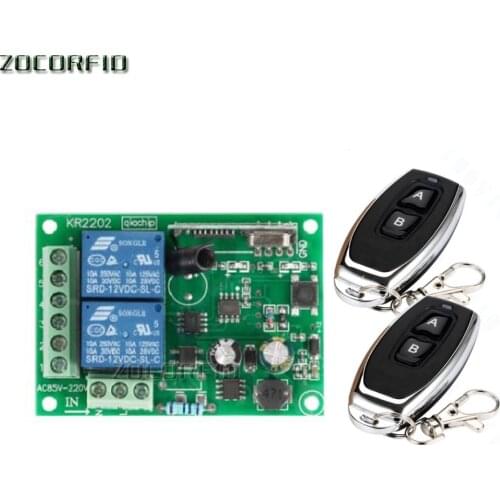 433 MHz Wireless Universal Remote Control Switch AC 110V 220V 2CH rf Relay Receiver and Transmitter for Garage and Gate Control