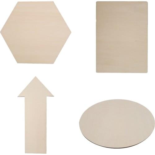 Large Unfinished Natural Wood Tags Slices for Wooden Crafts DIY, 4 Shapes Available