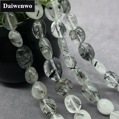 Black Hair Quartz Beads Natural Stone Spacer Diy Semi Precious Irregular