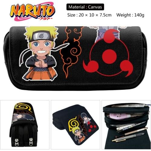 Japanese Anime Naruto Cartoon Student Waterproof Pencil Case Uzumaki Naruto Uchiha Itachi Hatake Kakashi FigureStationery Box