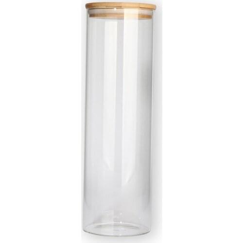 EWs With Bamboo Lid Borosilicate Glass Jar