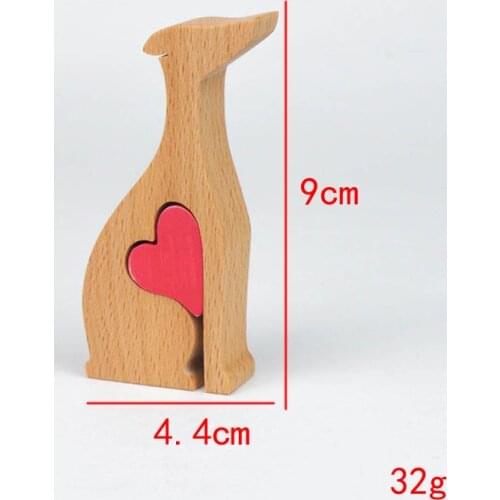 Cute Wooden Dog Heart Figurine Unique Decorations Best Home Handmade Ornaments For Home Office RE