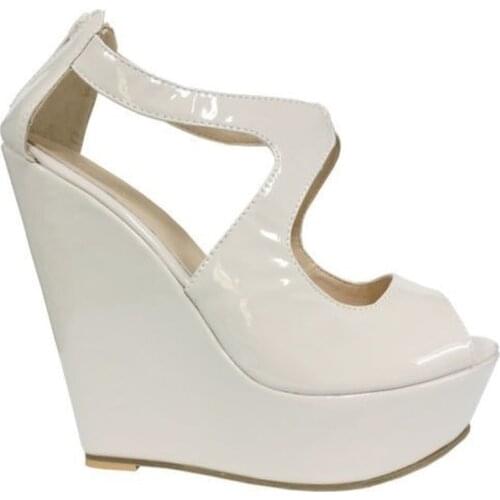 LOSLANDIFEN New Women Wedge Platform Open Toe Sandals 14cm Super High Heels Wedding Shoes Evening Activities Party Shoes