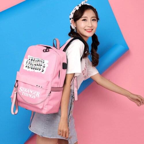 Cute Letters Backpacks For Girls Casual School Students Stranger Things Shoulder Bag Women Large Capacity Travel Bags