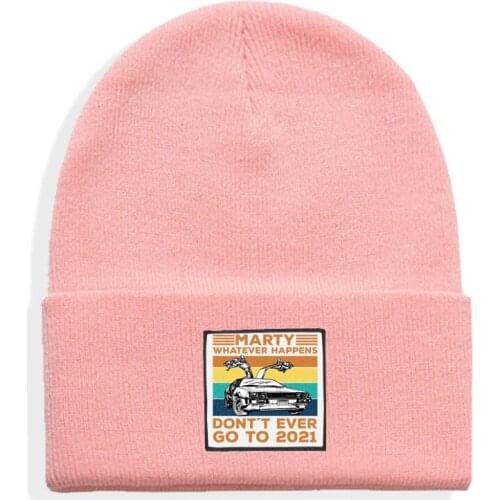 Marty whatever happens don't ever go to 2020 print Hat for Men Women Fashion Knitted Winter Hat Hip-hop