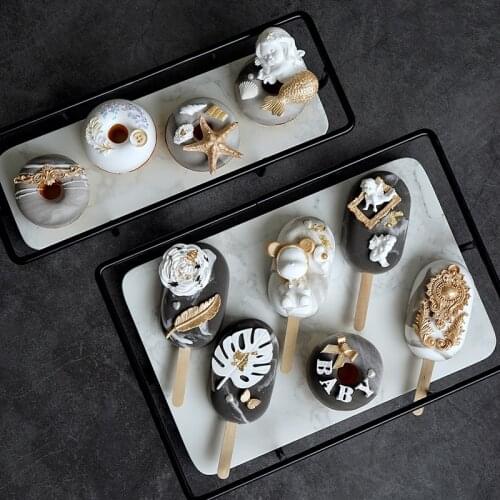 Marble Patterned Donuts Golden Fondant Popsicles Dessert Props Food Photography Props