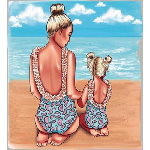 Bikini Mom Girl Patches Applique On Clothes Fashion Tops Appliqued Vinyl Heat Transfer Diy Thermal Stickers