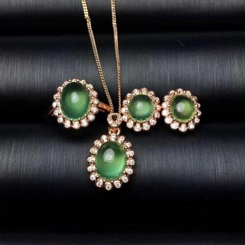 Natural grape stone set, icy and transparent, made of 925 silver, full and beautiful, hot style