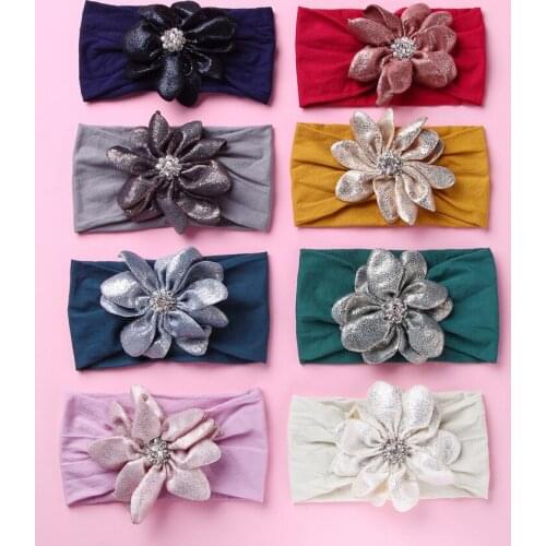 2019 New 24pc/lot Flower Nylon Headbands,Wide Nylon Turban Head wraps for Chidlren Kids Girls Party Gifts Hair Accessories