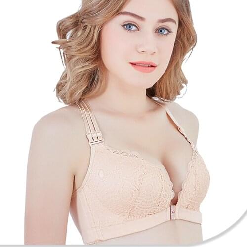 New product front buckle lace embroidery adjustable female sexy big cup plus size bra