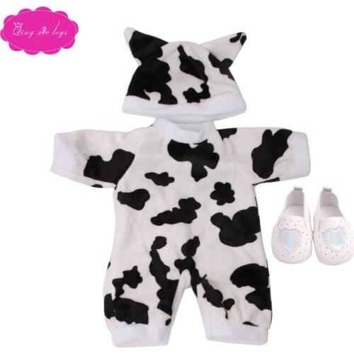 18 inch Girls doll clothes Cute cartoon set red New Year outfit with shoes American newborn skirt toys fit 43 cm baby dolls c236