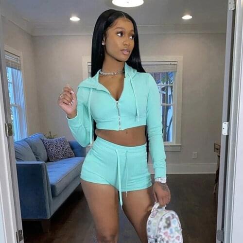 Autumn and winter new leisure sports womens wear long-sleeved jacket tight shorts womens two-piece suit