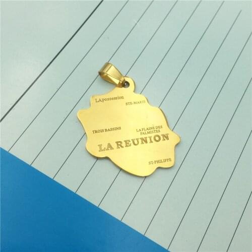 Trendy Stainless Steel Necklace Reunion Map Pendant Necklace For Women Chains Country Map Jewelry France Reunion Island Necklace
