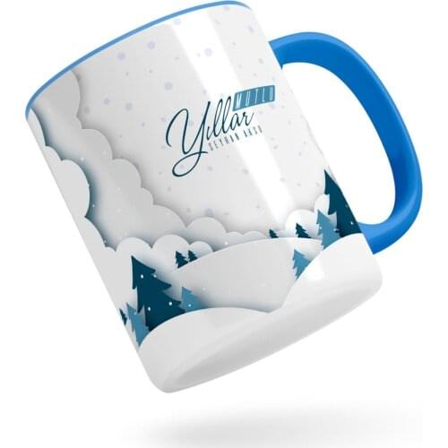 Personalized Christmas Happy Birthday Blue Mug Bardak-26