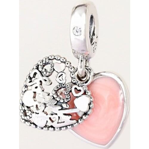 Authentic 925 Sterling Silver Love Makes a Family Dangle Charms Fit Original Bracelet For Women DIY Jewelry pan Beads