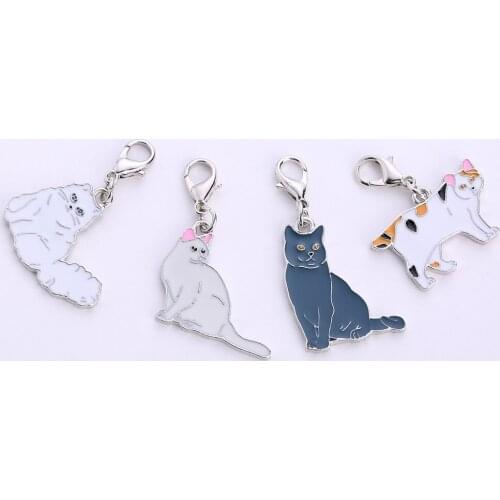 5pcs/lot Fashion jewelry Cute cat Animals Charms Bag Charms For Jewelry Making Cat Personality Necklace Charms Men Women gifts